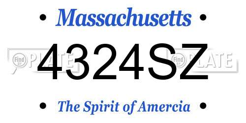 4324SZ Massachusetts License Plate