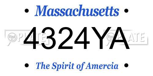 4324YA Massachusetts License Plate