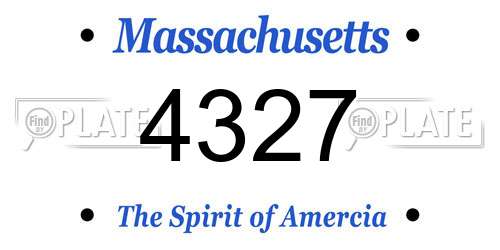 4327 Massachusetts License Plate