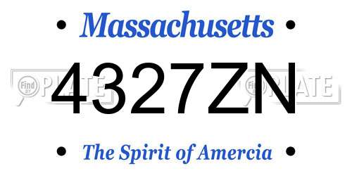 4327ZN Massachusetts License Plate