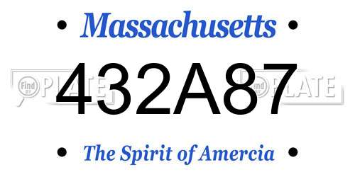 432A87 Massachusetts License Plate
