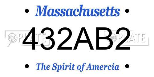 432AB2 Massachusetts License Plate