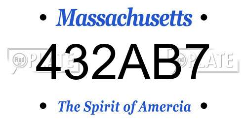432AB7 Massachusetts License Plate