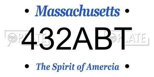 432ABT Massachusetts License Plate