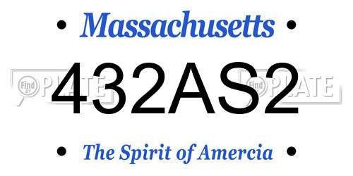 432AS2 Massachusetts License Plate