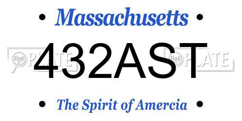 432AST Massachusetts License Plate