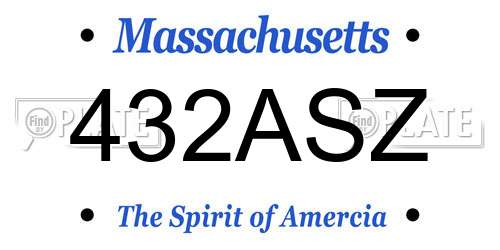 432ASZ Massachusetts License Plate