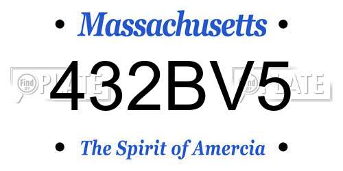432BV5 Massachusetts License Plate
