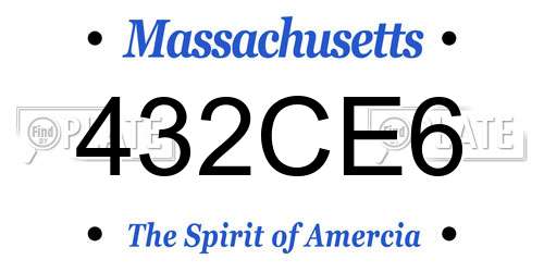 432CE6 Massachusetts License Plate