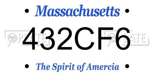 432CF6 Massachusetts License Plate