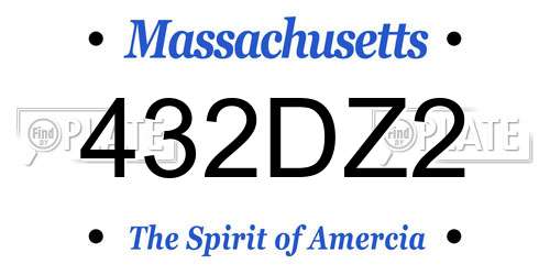432DZ2 Massachusetts License Plate