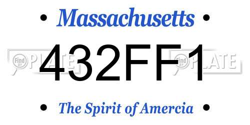 432FF1 Massachusetts License Plate
