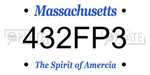 432FP3 Massachusetts License Plate