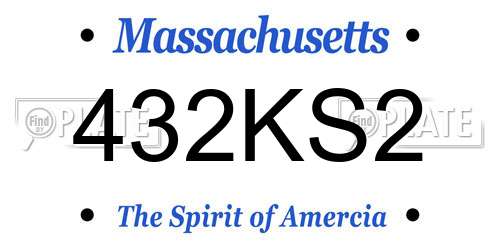 432KS2 Massachusetts License Plate