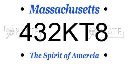 432KT8 Massachusetts License Plate