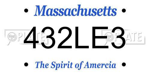 432LE3 Massachusetts License Plate