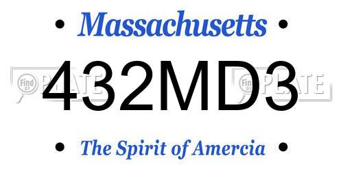 432MD3 Massachusetts License Plate
