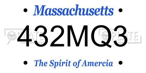 432MQ3 Massachusetts License Plate