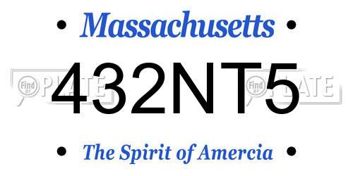 432NT5 Massachusetts License Plate
