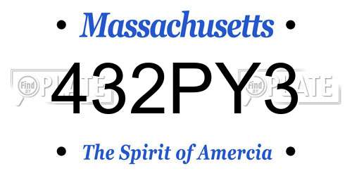 432PY3 Massachusetts License Plate