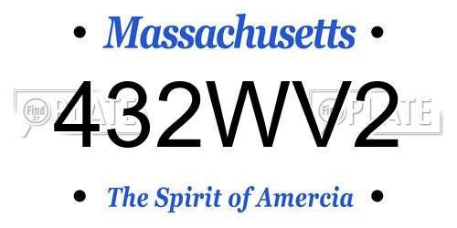 432WV2 Massachusetts License Plate