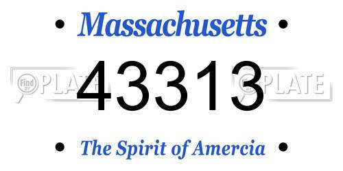 43313 Massachusetts License Plate
