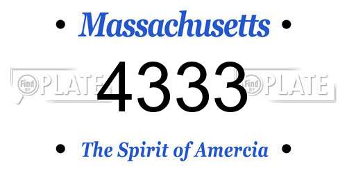 4333 Massachusetts License Plate