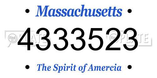 4333523 Massachusetts License Plate