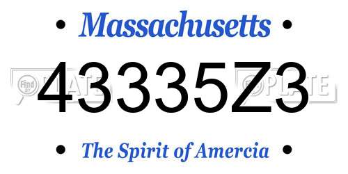 43335Z3 Massachusetts License Plate