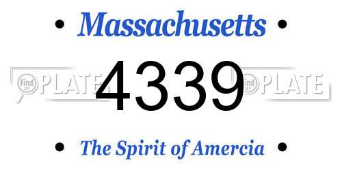 4339 Massachusetts License Plate