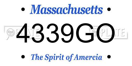 4339GO Massachusetts License Plate
