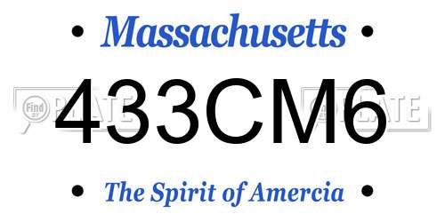 433CM6 Massachusetts License Plate