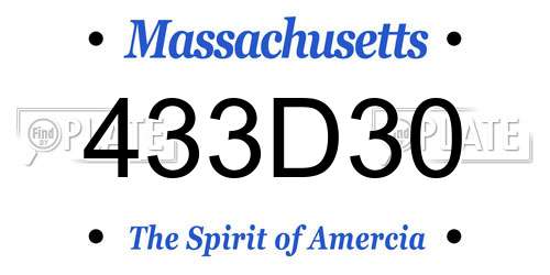 433D30 Massachusetts License Plate
