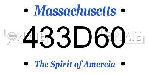 433D60 Massachusetts License Plate