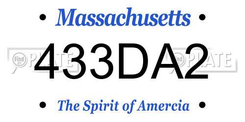 433DA2 Massachusetts License Plate