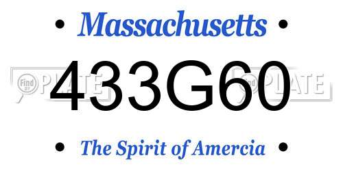 433G60 Massachusetts License Plate