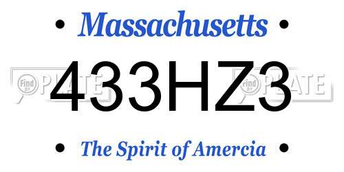 433HZ3 Massachusetts License Plate