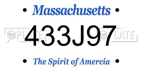 433J97 Massachusetts License Plate
