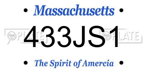 433JS1 Massachusetts License Plate