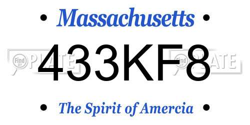 433KF8 Massachusetts License Plate