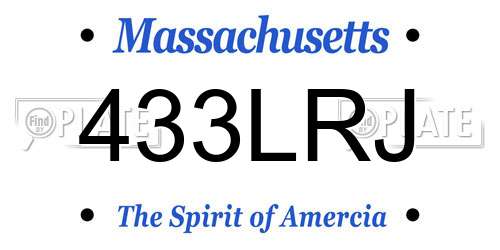 433LRJ Massachusetts License Plate