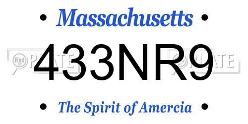 433NR9 Massachusetts License Plate