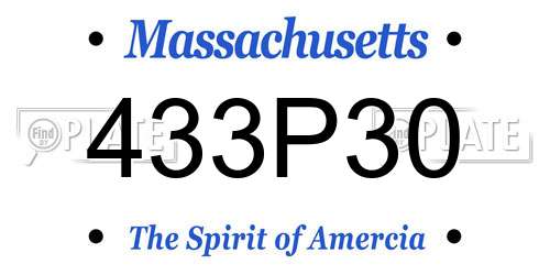 433P30 Massachusetts License Plate