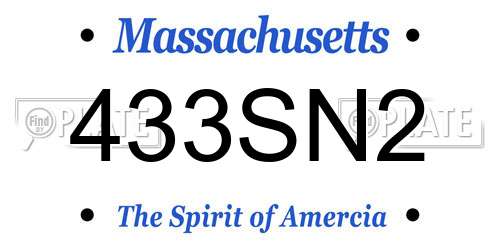 433SN2 Massachusetts License Plate