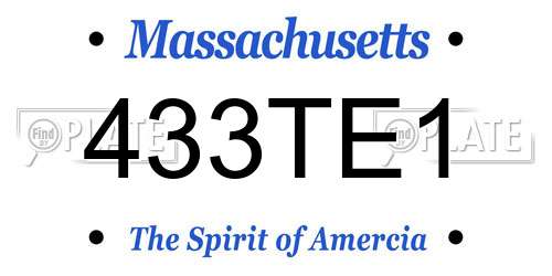 433TE1 Massachusetts License Plate