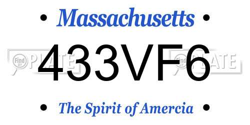 433VF6 Massachusetts License Plate