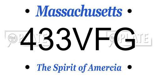 433VFG Massachusetts License Plate