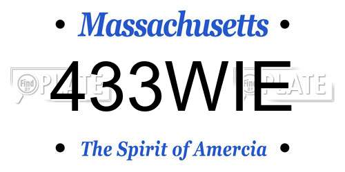433WIE Massachusetts License Plate