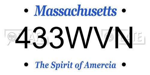 433WVN Massachusetts License Plate