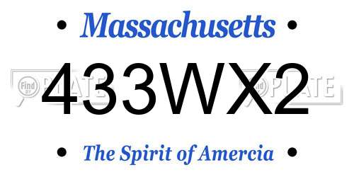 433WX2 Massachusetts License Plate